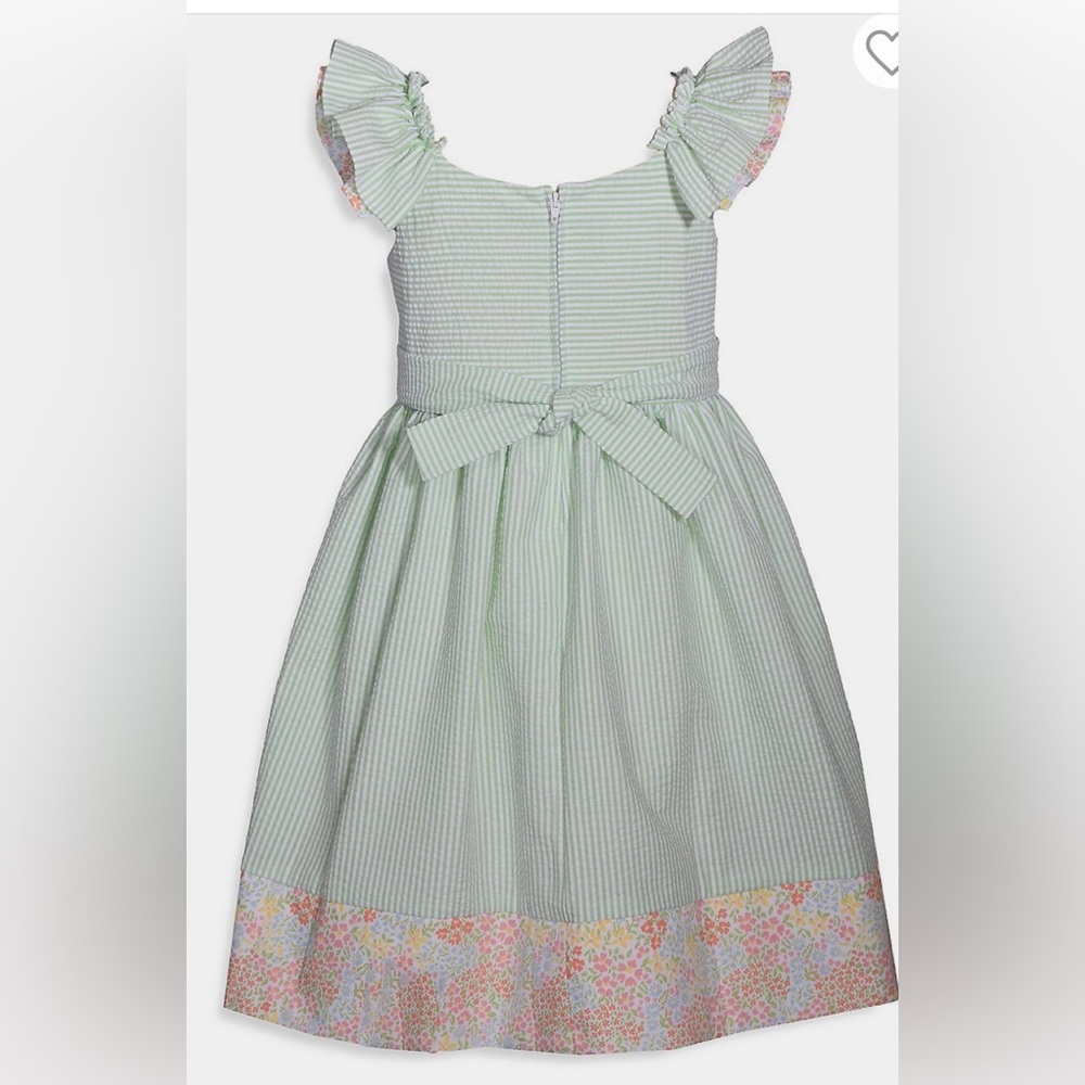 Mint Green Kids Dress with Floral Accents